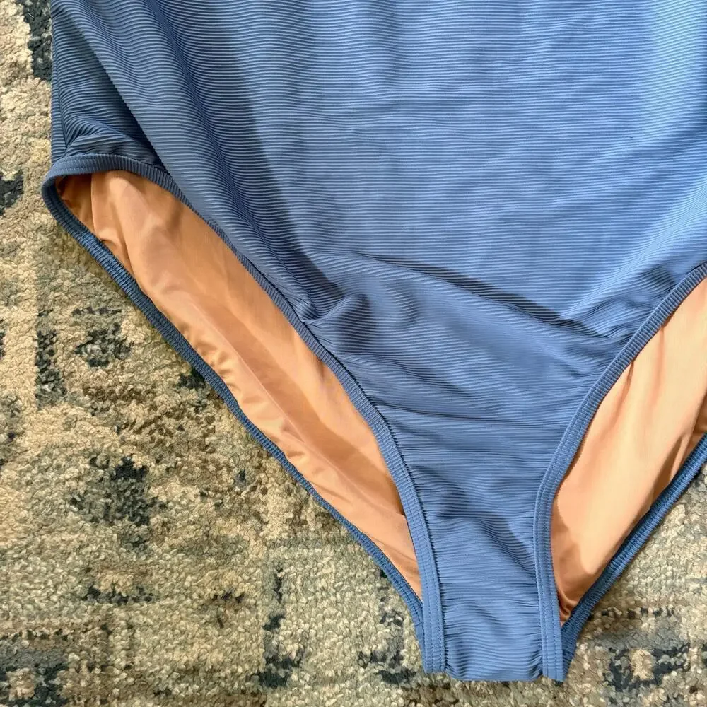 NWT J. Crew Ribbed One-Strap One-Piece Swimsuit in Retro Blue